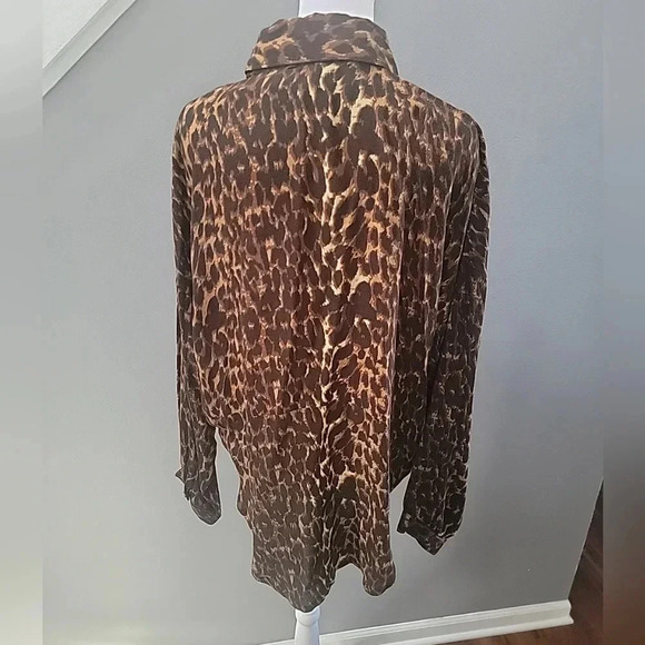Jen’s Pirate Booty North Bay Leopard Print Button Up High Low Oversized Small - Picture 5 of 7